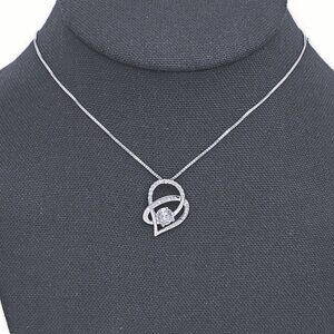 925 Silver Womens 1ct Diamond Heart Pendant Necklace Ladies New 16" 18" Jewelry